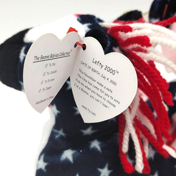 Ty Original Beanie Baby Lot Spangle & Lefty 2000 1999 Plush with Tags Democrat - Picture 4 of 7